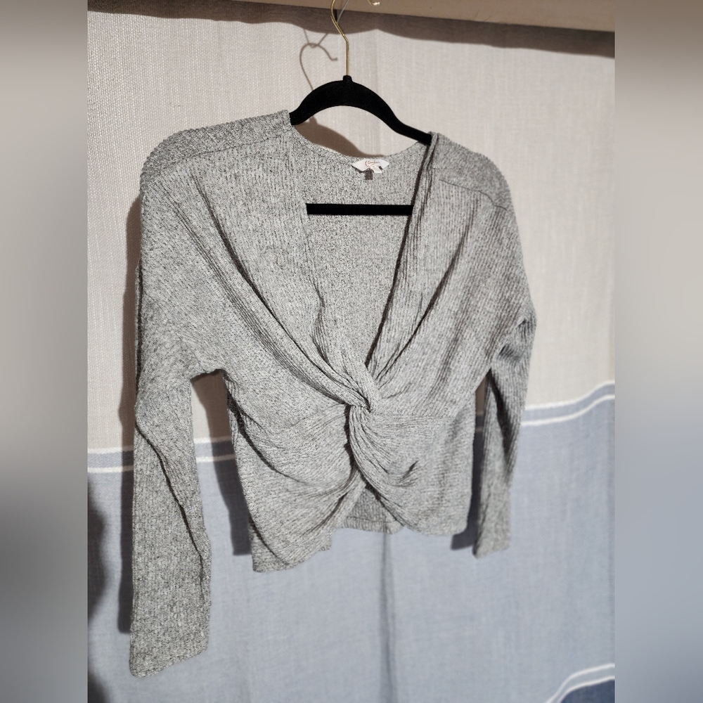 Candie's Gray tie crop sweater